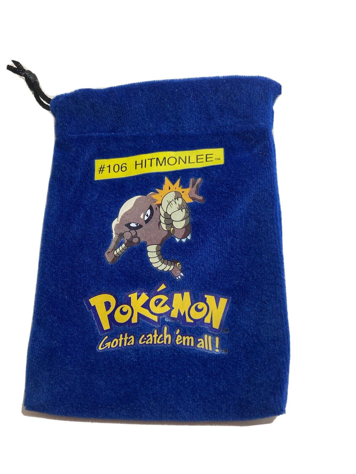 Vintage Pokémon 106 HITMONLEE blue drawstring marble bag /pouch