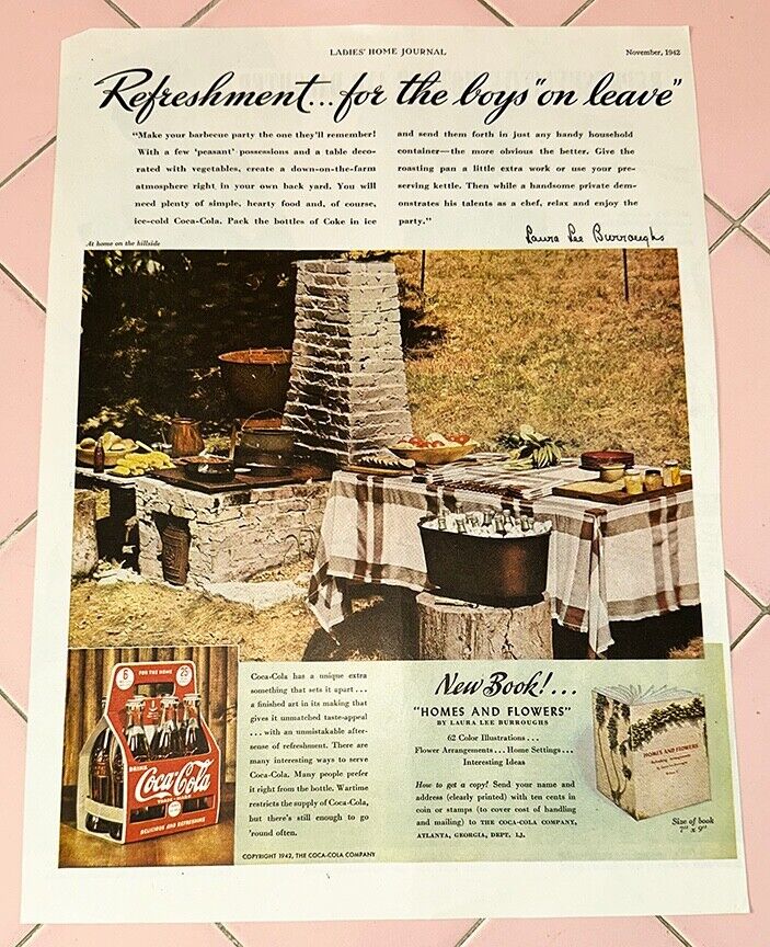 1942 Coca Cola Ad Coke Ladies Home Journal Refresh Boys On Leave Burroughs Book