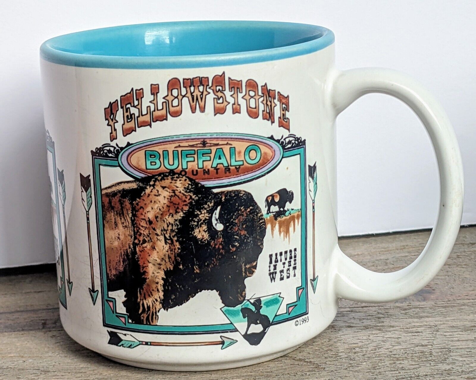 Vintage 1993 Yellowstone Buffalo Country Souvenir Ceramic Coffee Mug Nature 