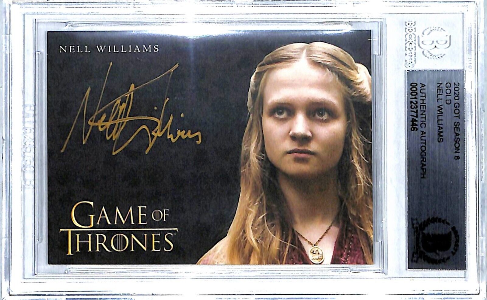 2020 Game Of Thrones Gold NELL WILLIAMS Cersei Lannister Signed Card BAS Slabbed