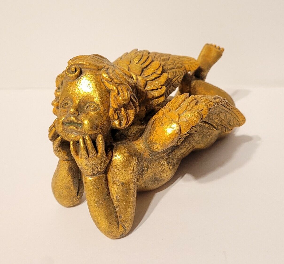 Vintage Chrisdon Henri Studio Gold Cherub Angel Victorian Sculpture Figurine EUC