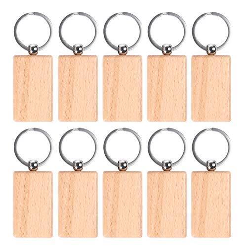 10 Pcs Blank Wooden Key Chains Personalized Key Rings for DIY Crafts Tags