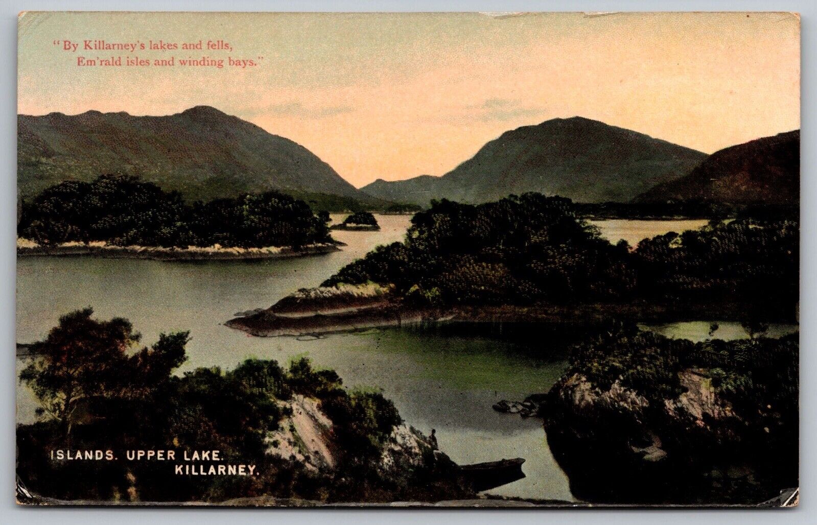 Killarney Upper Lakes Fells Emerald Isles Bays Birds Eye View Mountains Postcard
