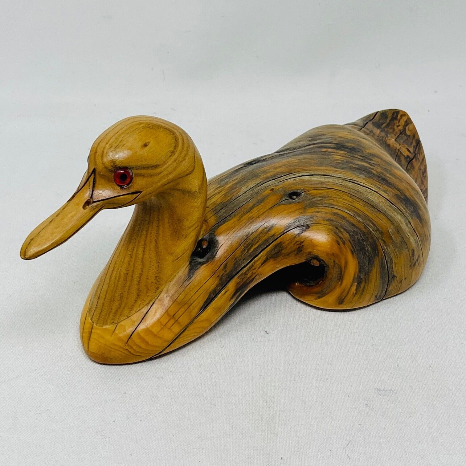 RARE Noble Needham Hand Carved Walnut Wood Common Loon Made In Canada