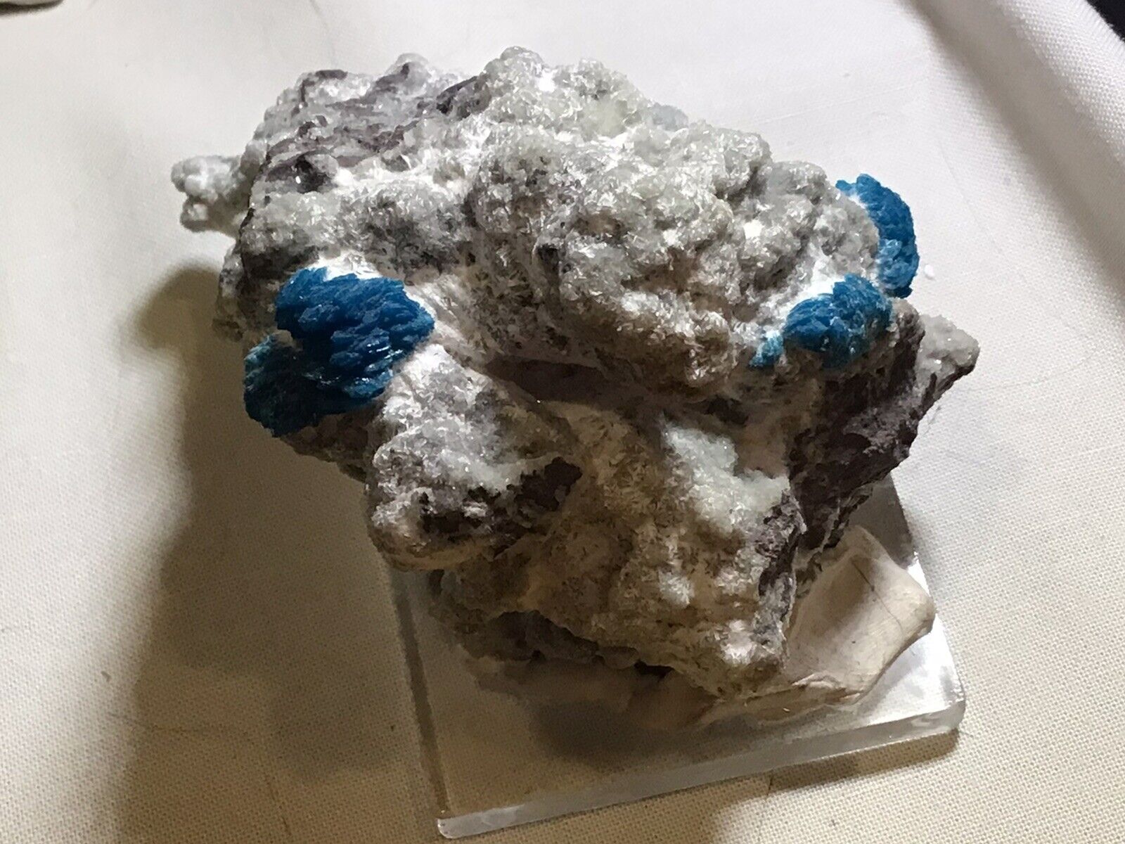 Rare Cavensite Blue Crystal on Stilbite with Crystal Growth