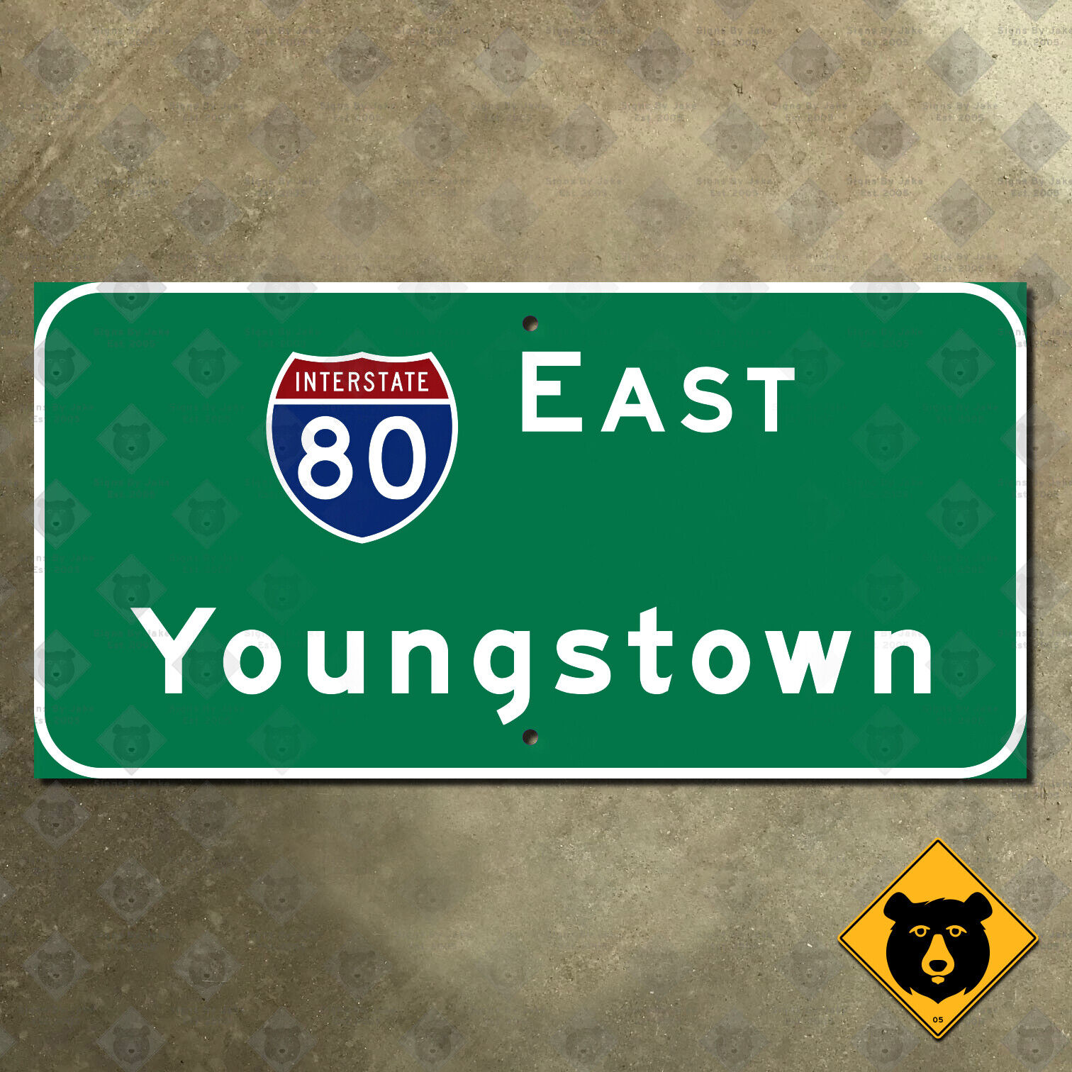 Ohio Interstate 80 east Youngstown highway road sign 24x12