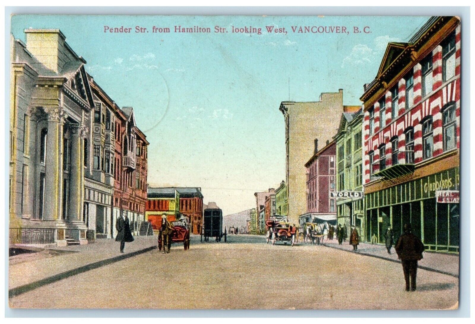 1912 Pender Street From Hamilton Str. Vancouver British Columbia Canada Postcard