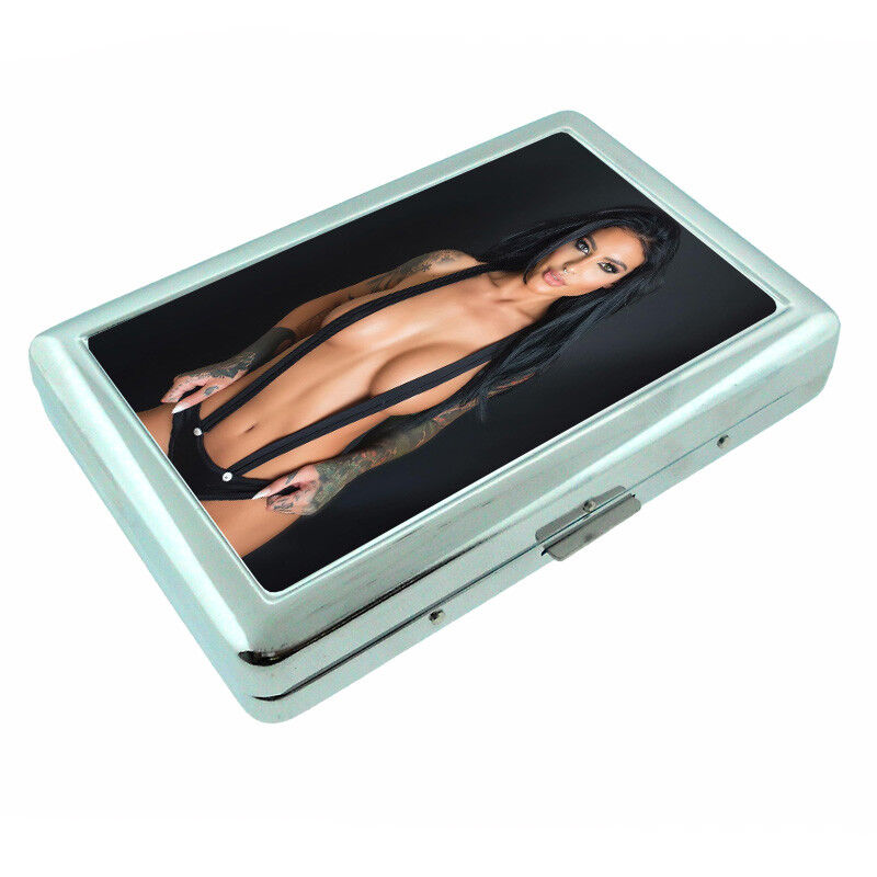 Georgia Pin Up Girls D14 Silver Metal Cigarette Case RFID Protection Wallet