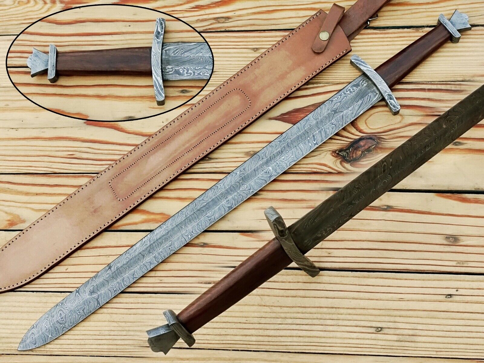 Handforged Damascus Steel Viking Sword | Medieval Sword With Sheath | Functional