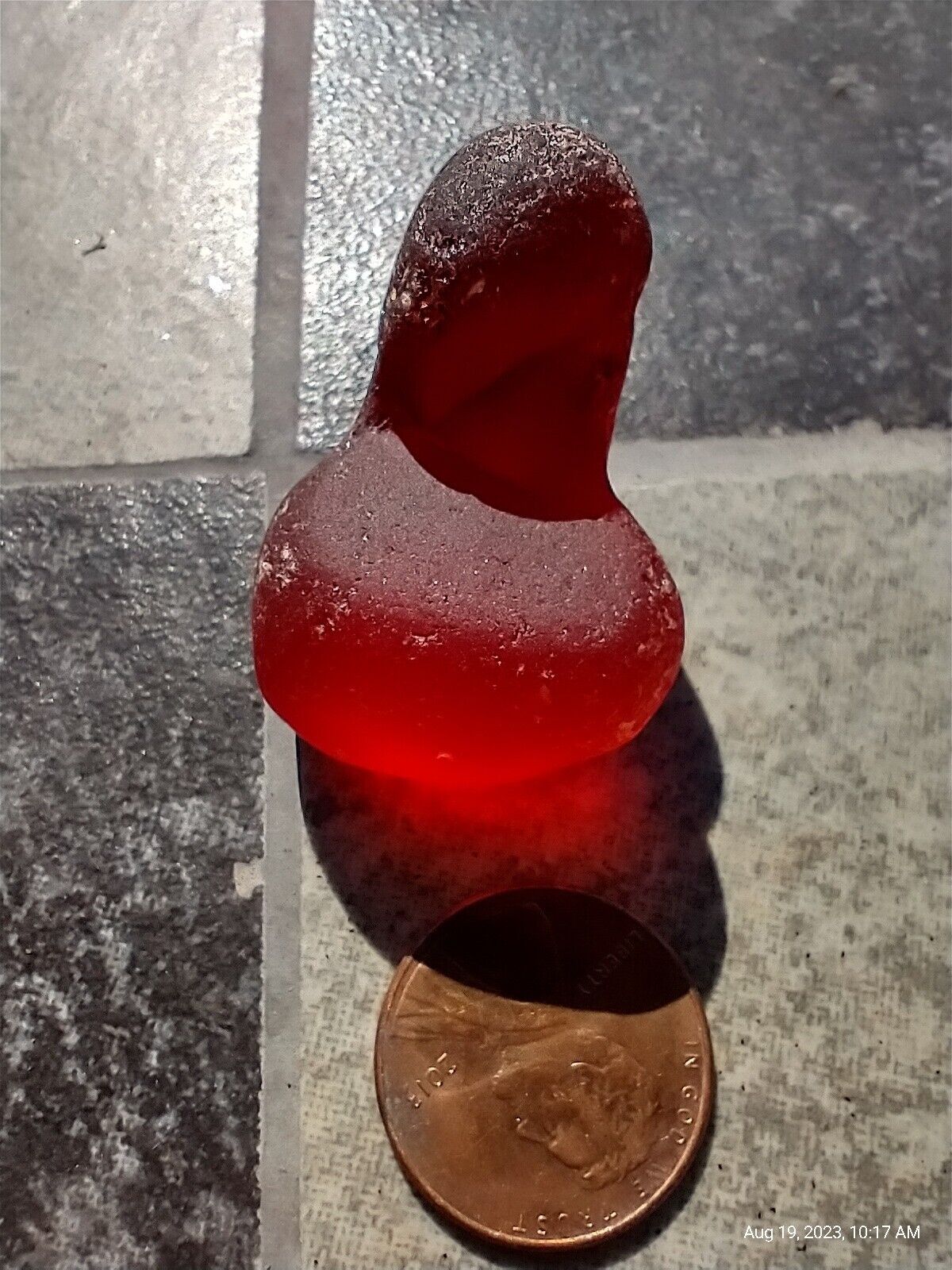 Unique rare Phallic Phallus looking  Spiritual Love Red Sea Glass