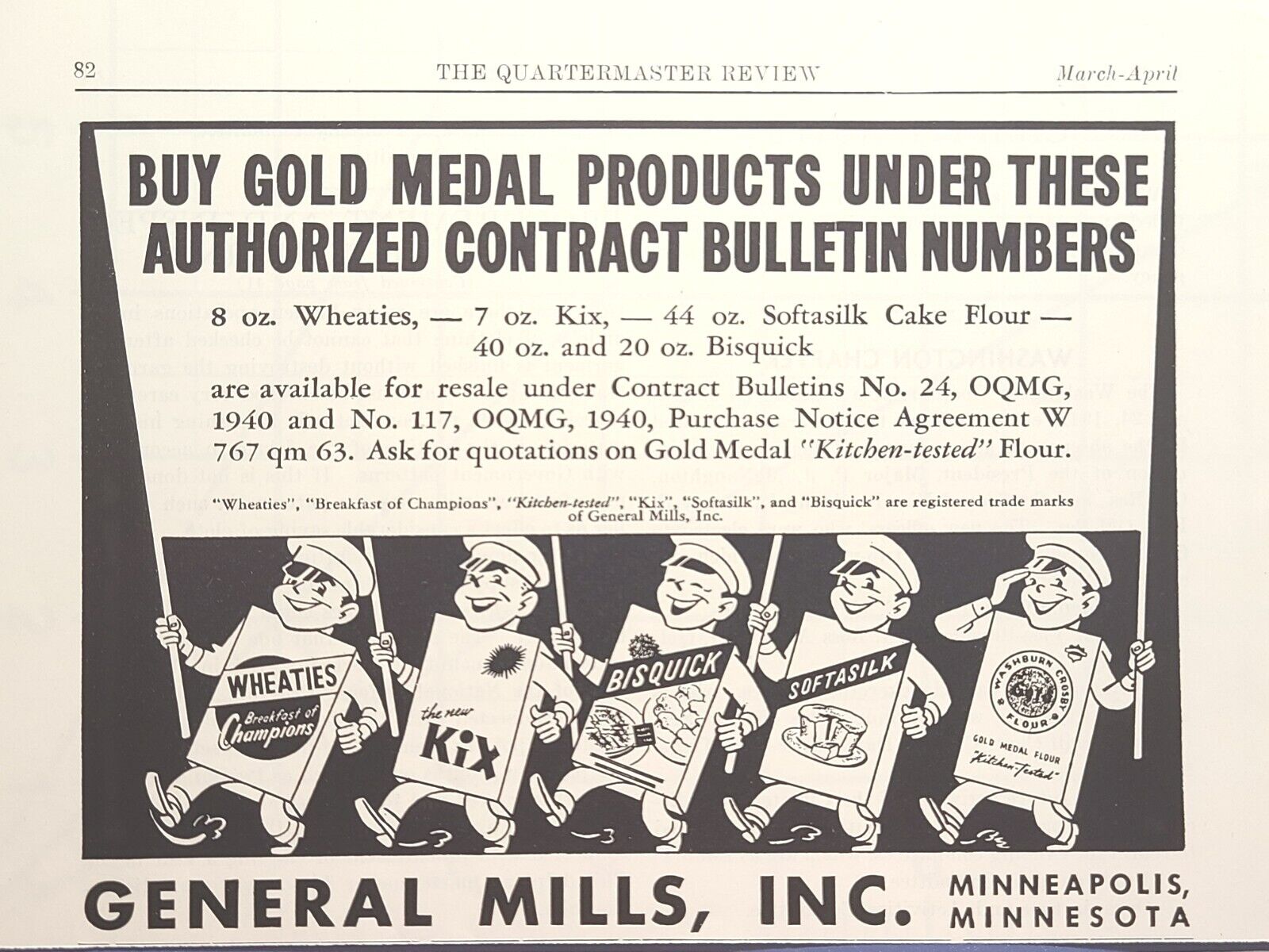 General Mills Cereals Minneapolis Gold Medal Soldier Boxes Vintage Print Ad 1941