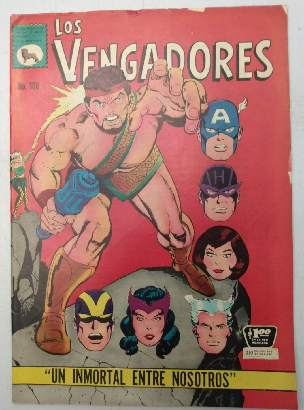 Los Vengadores (Avengers) #108 Hercules Cover 1966 Mexico Spanish Comic Book