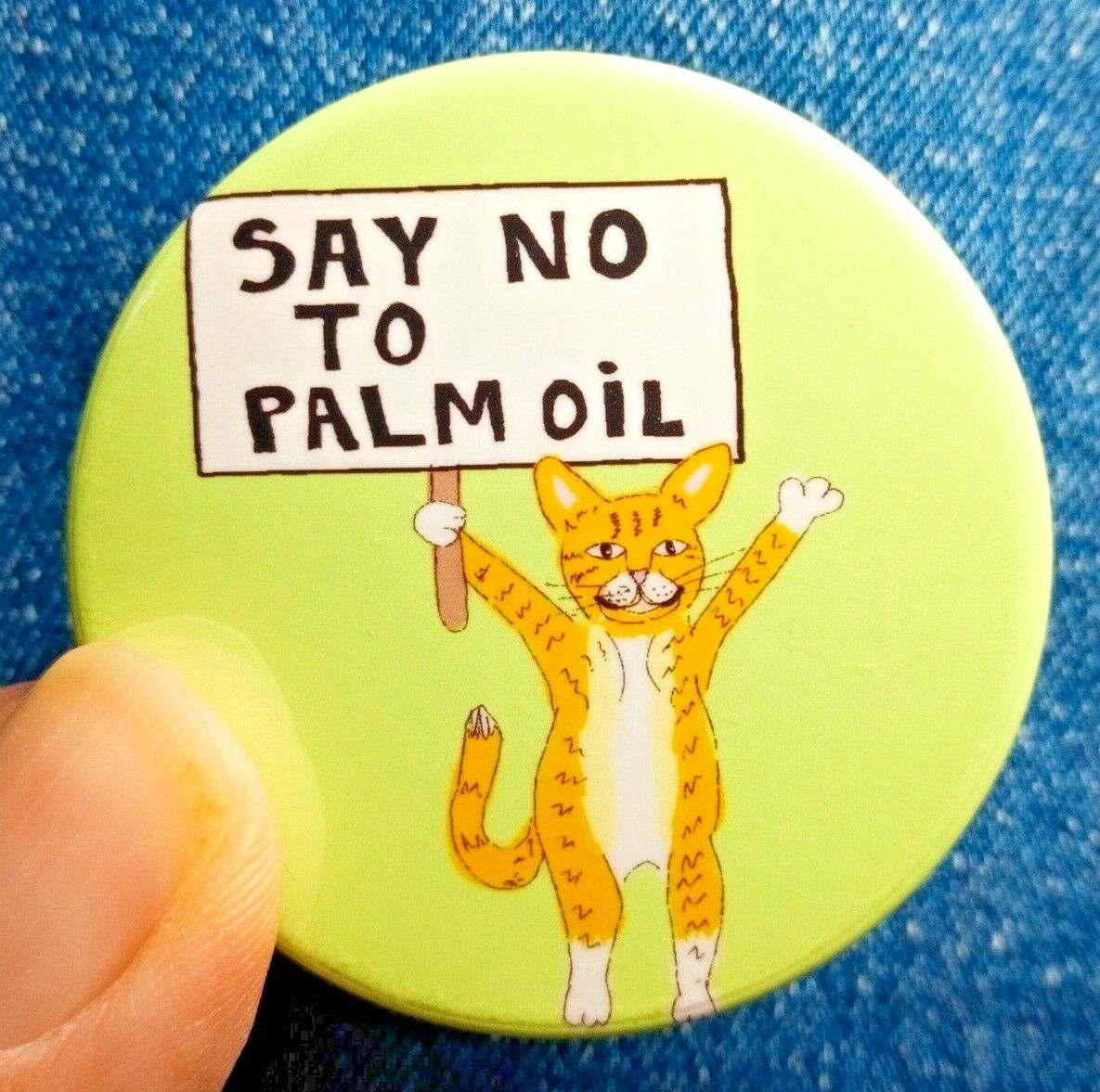 Say No to Palm oil pin badge climate change environment greenhouse gas forest