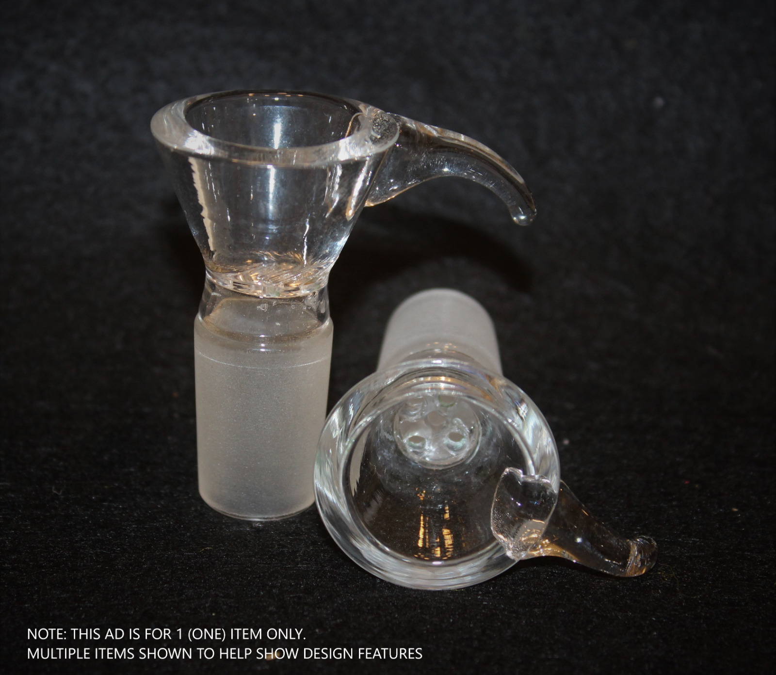 18mm ECONOMY HORNED SLIDE 5 HOLE SCREEN Tobacco Glass Slide Bowl 18 mm male