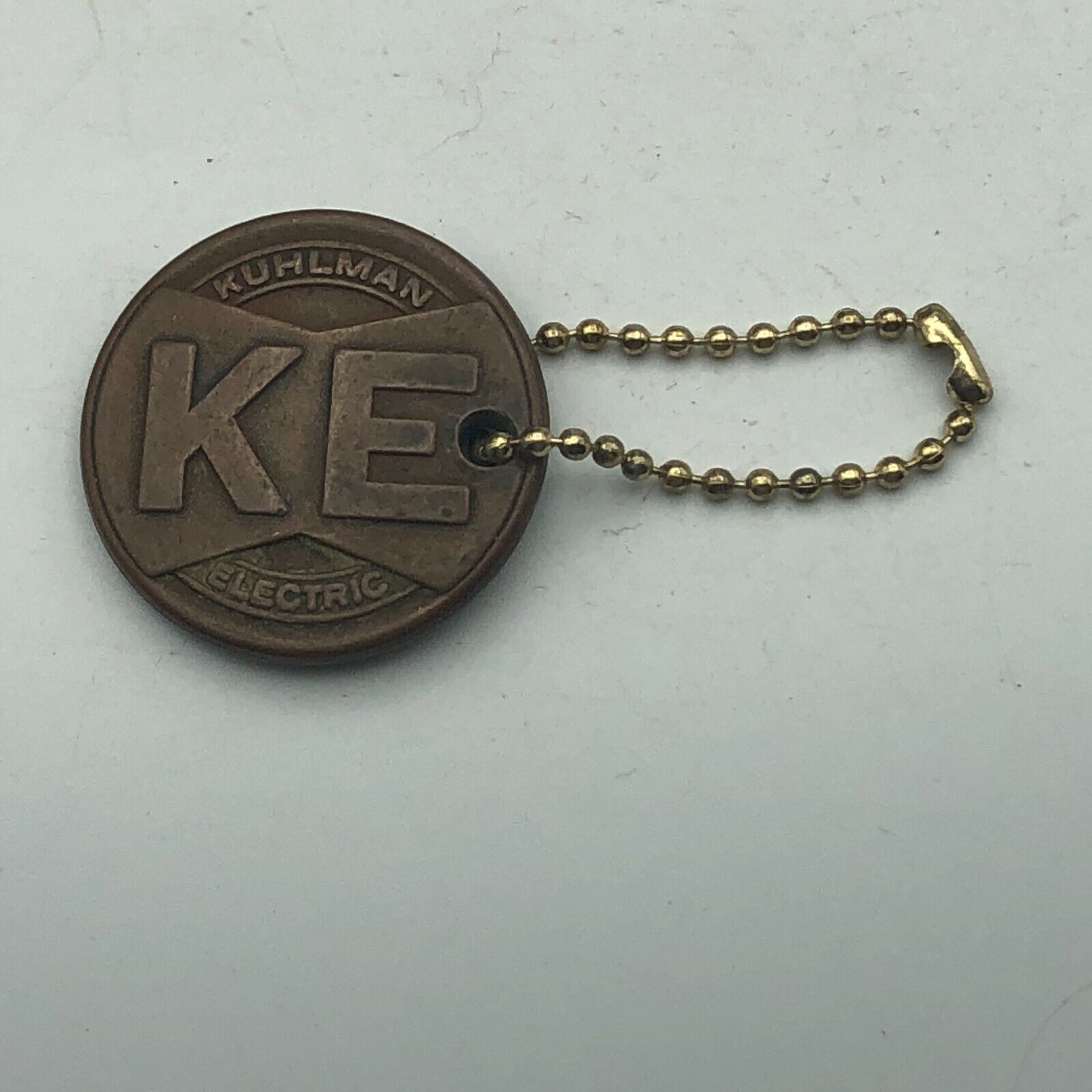 Vintage KE Kuhlman Electric Transformer Advertising FOB Keychain Rare //
