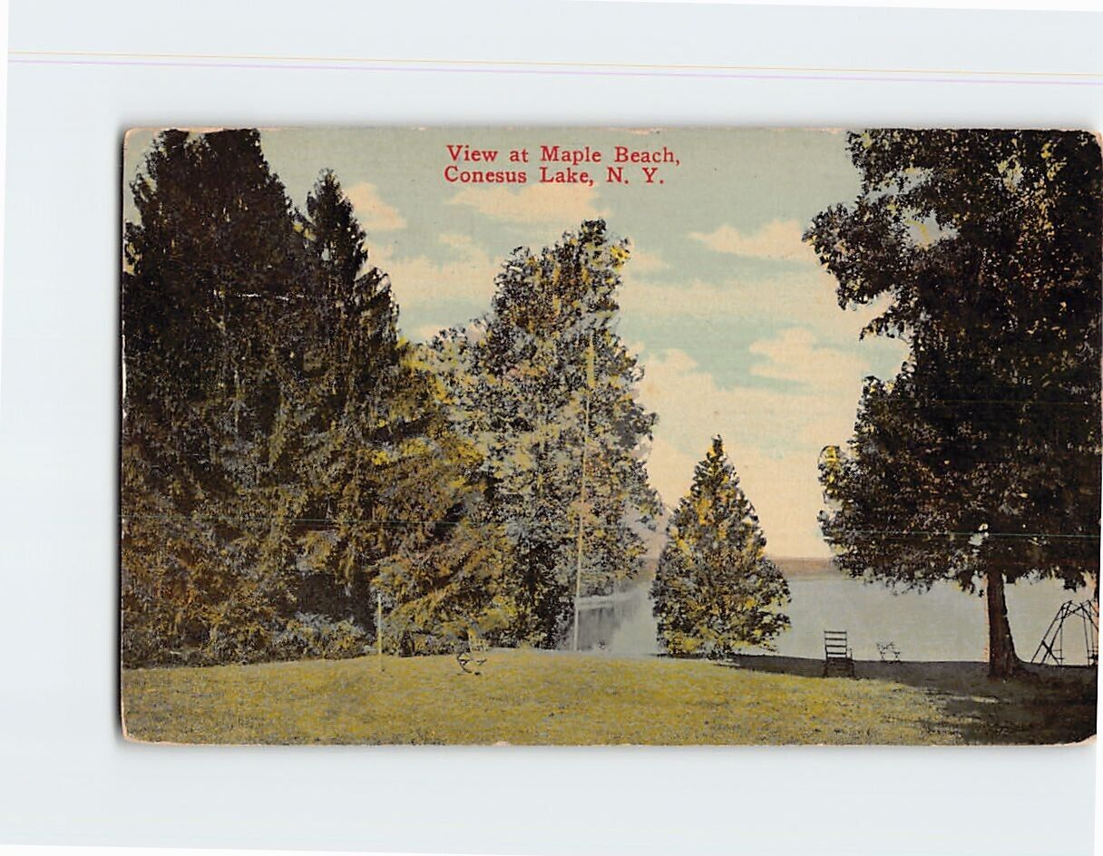 Postcard View at Maple Beach Conesus Lake New York USA