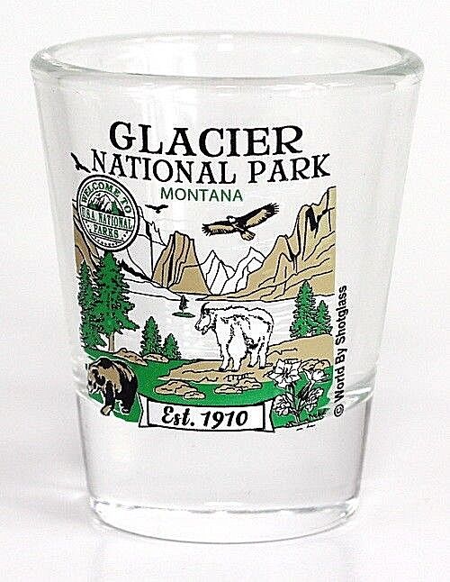 GLACIER MONTANA NATIONAL PARK SERIES COLLECTION GLASS SHOTGLASS