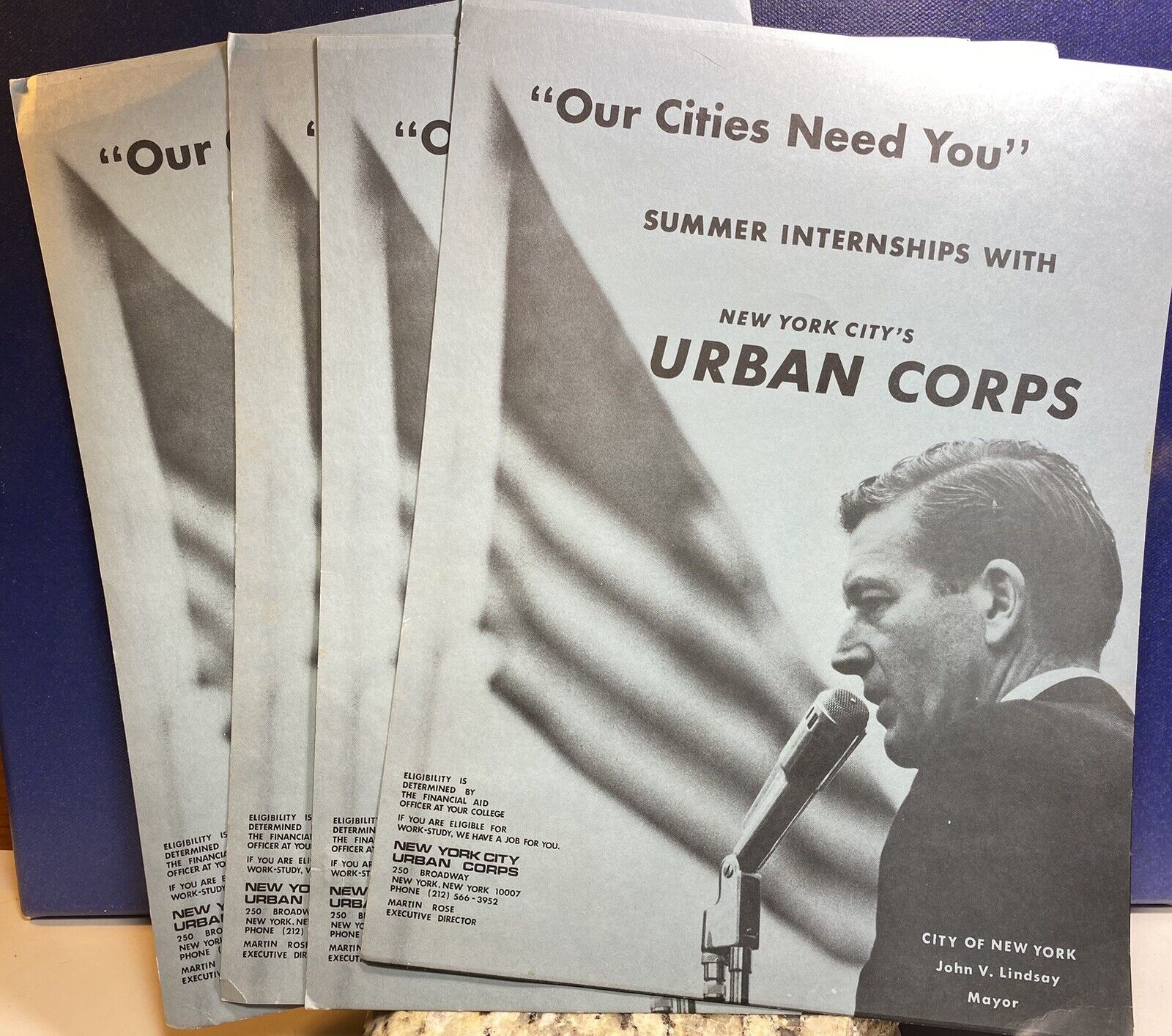Original New York City Mayor John V Lindsay Urban Corps Internship 1960s Flyers