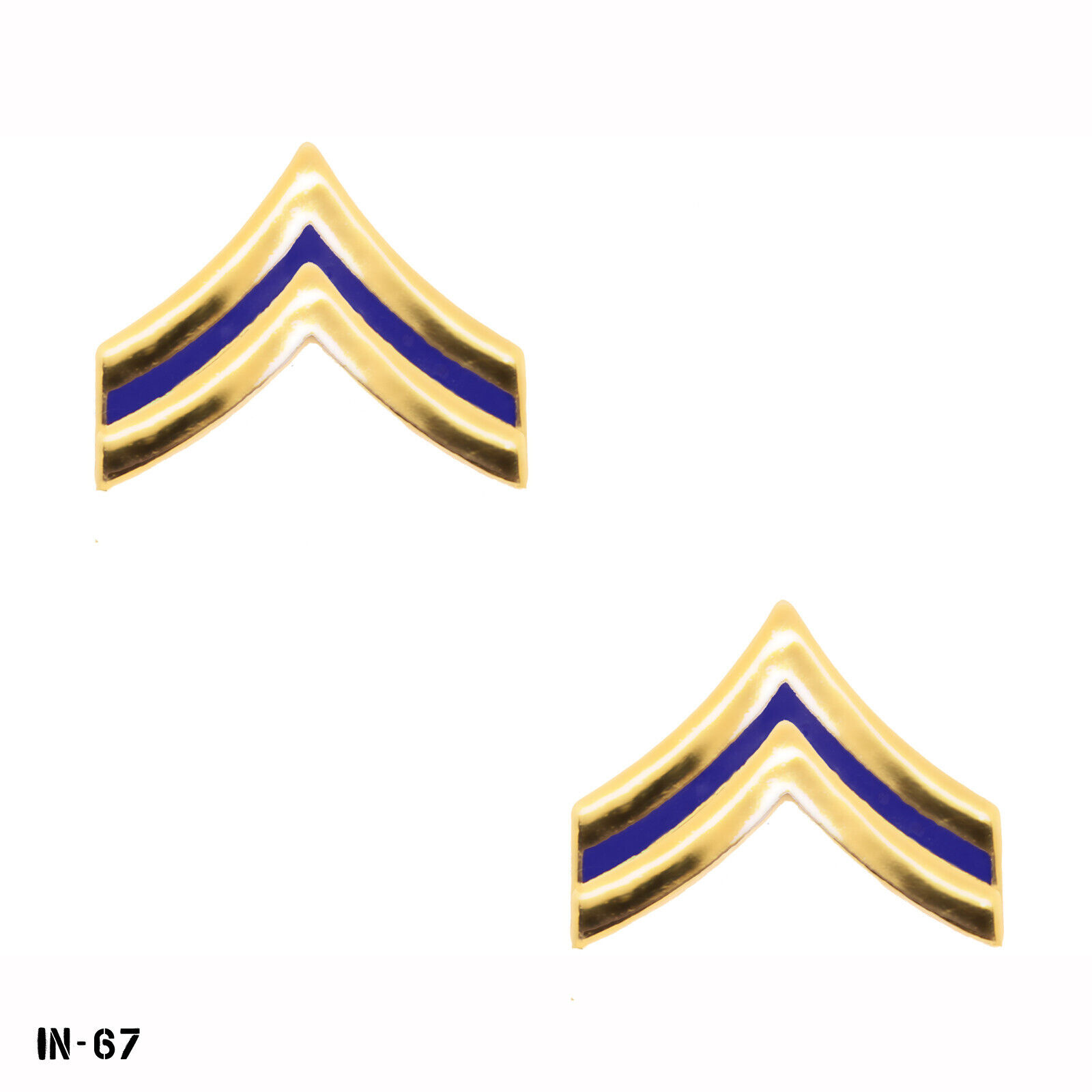 PAIR Police & Security ~ Corporal Rank Chevron Pins ~ Blue & Gold ~ NOS Gemsco