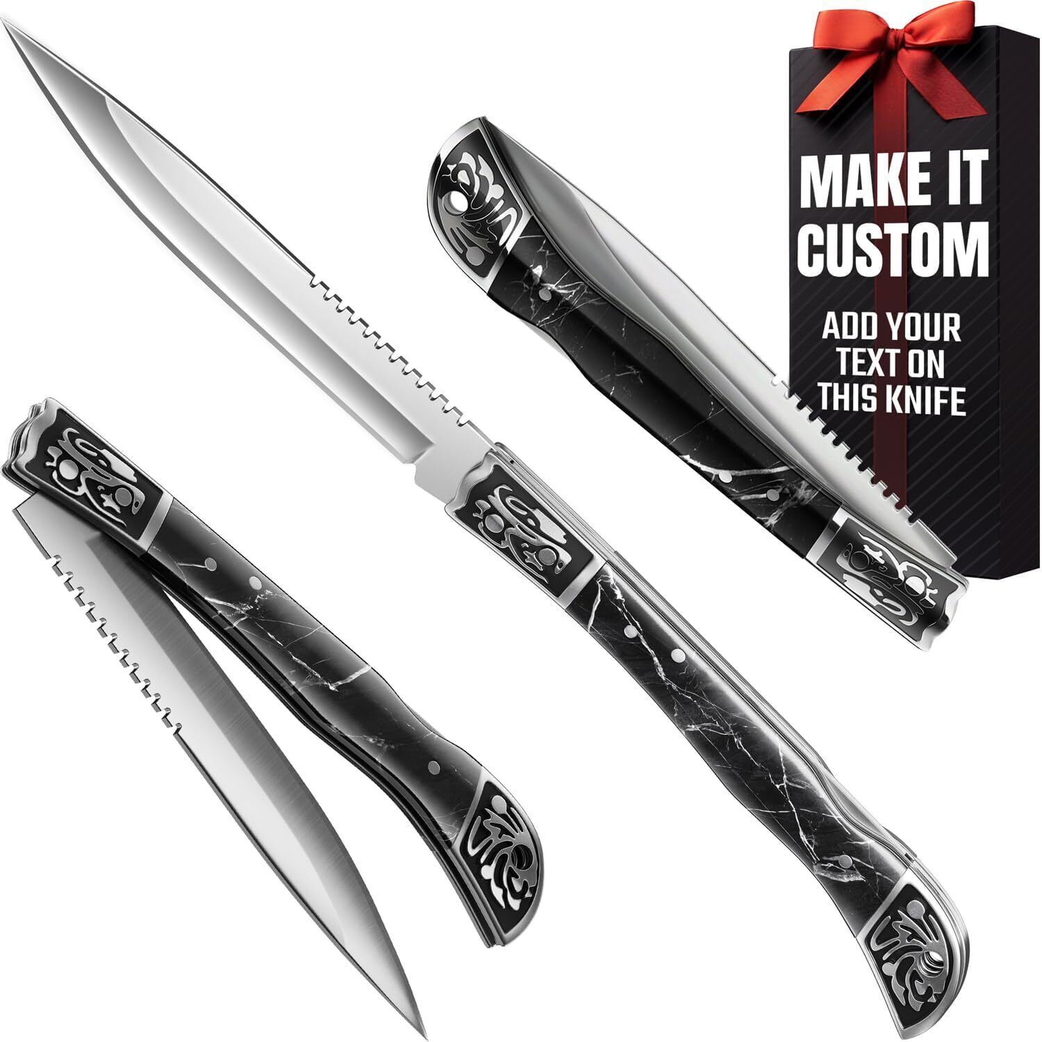 Pocket Knife for Men 4 inch Folding Knife Cool Design with Black Resin Handle