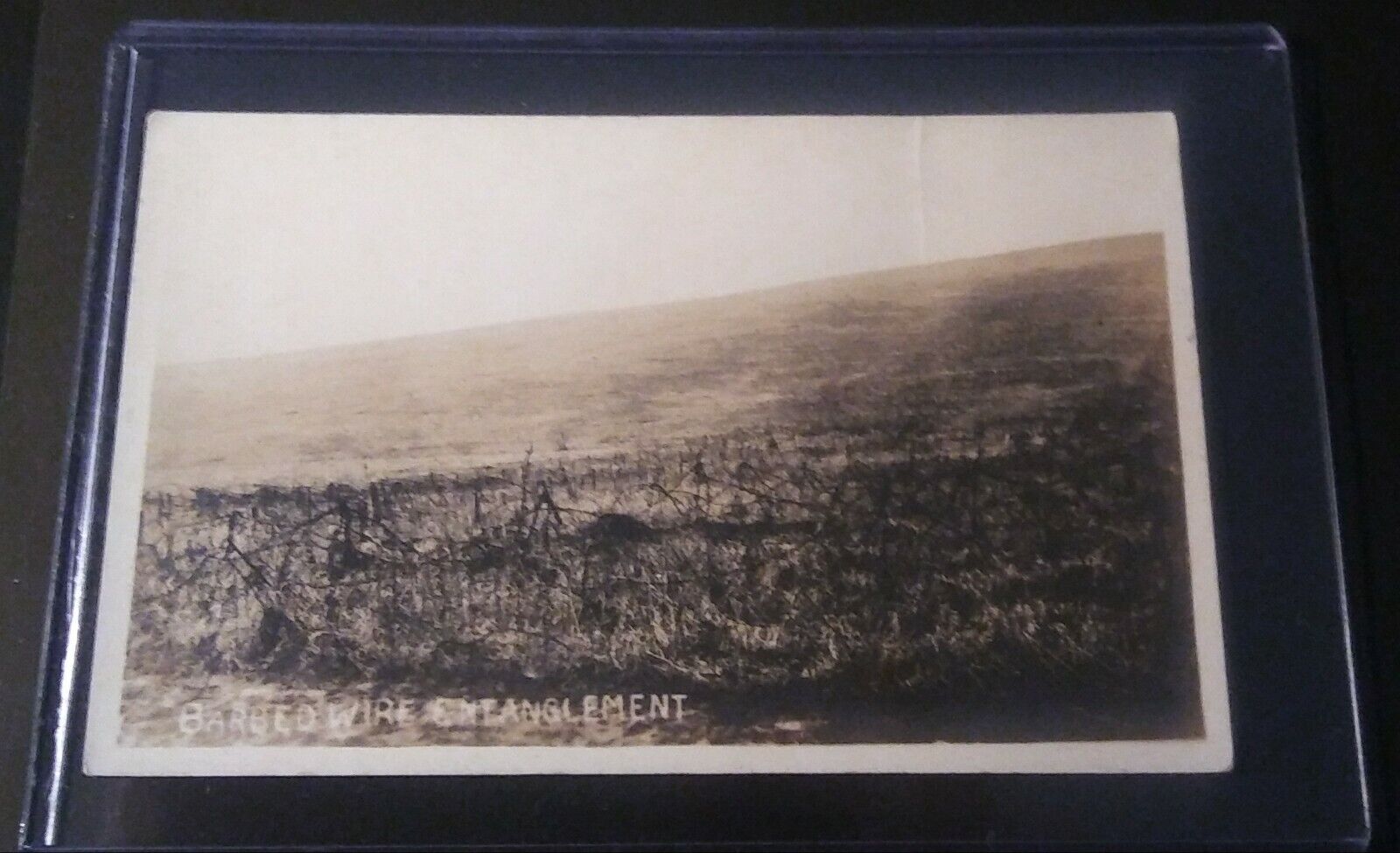 RPPC PHOTOGRAPH POSTCARD  WW1 U.S. BARBED WIRE ENTANGLEMENT SOMEWHERE IN FRANCE.