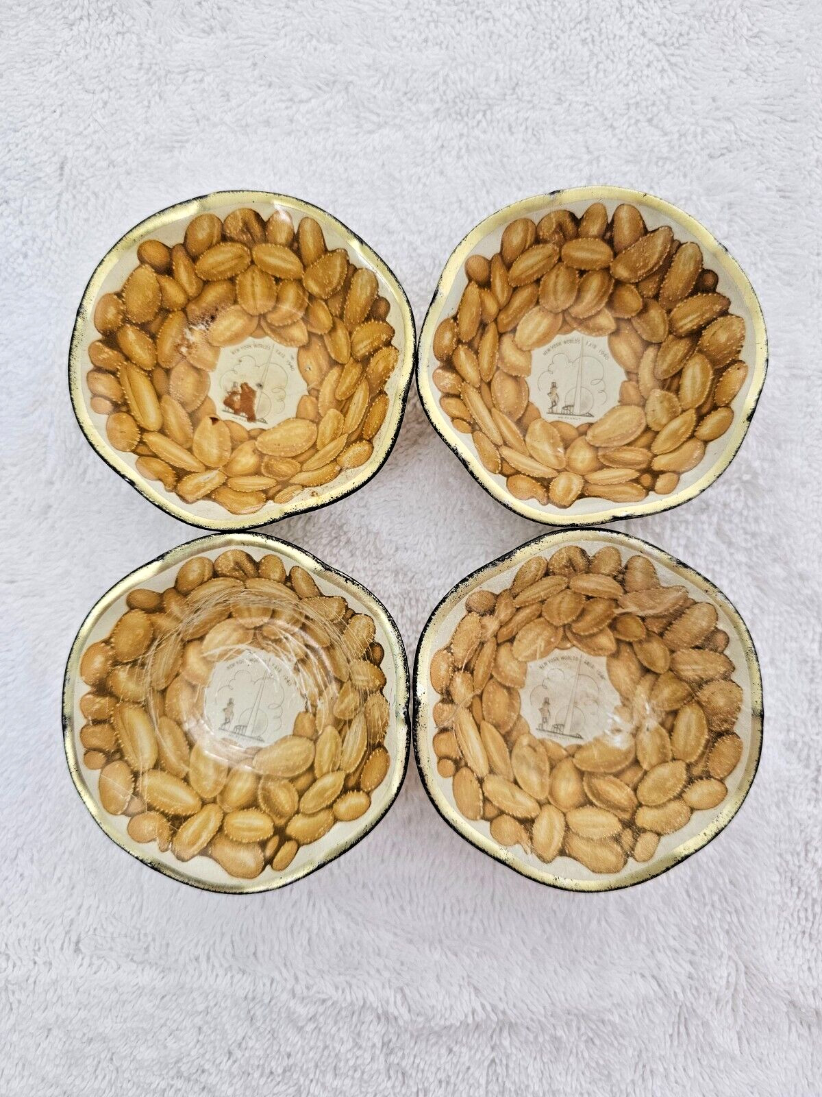1940 Mr. Peanut New York World\'s Fair Nut Dish Bowl Set of 4 Advertising Vintage