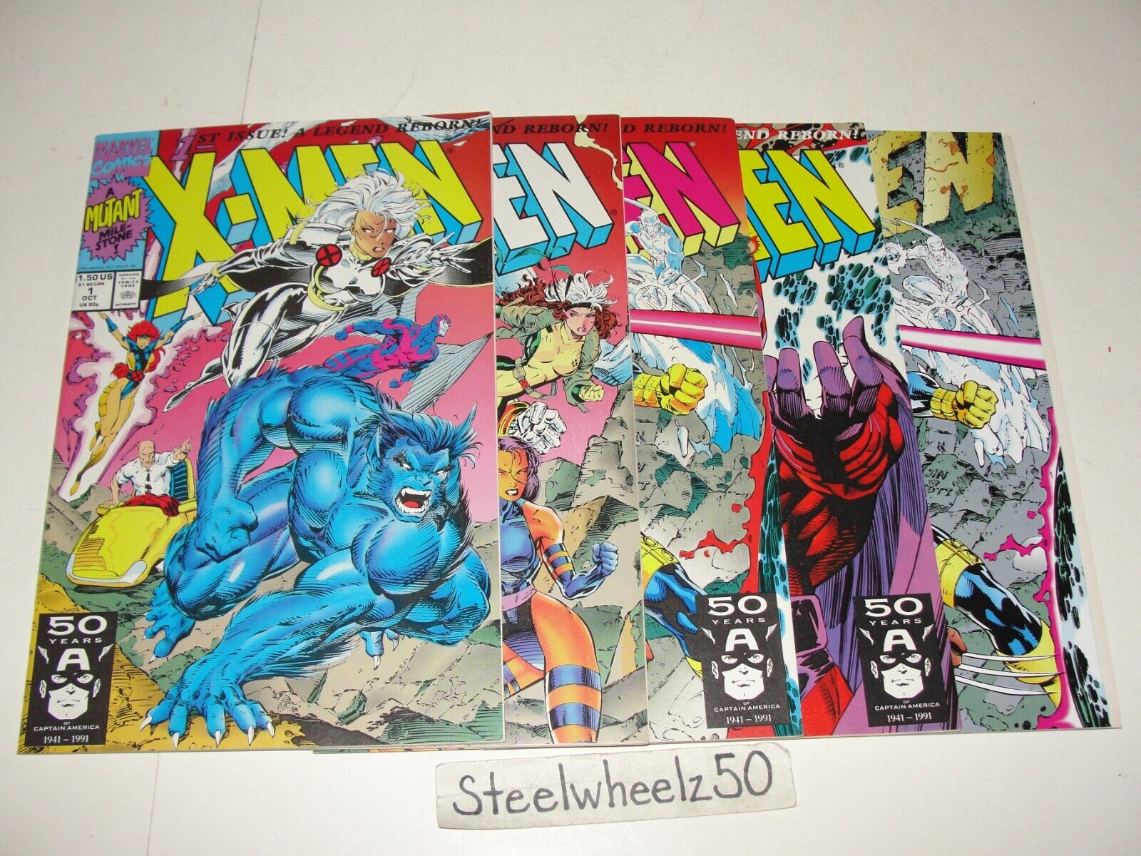 X-Men #1 5 Variant Comic Lot Marvel 1991 Connecting Gatefold Covers Jim Lee HTF