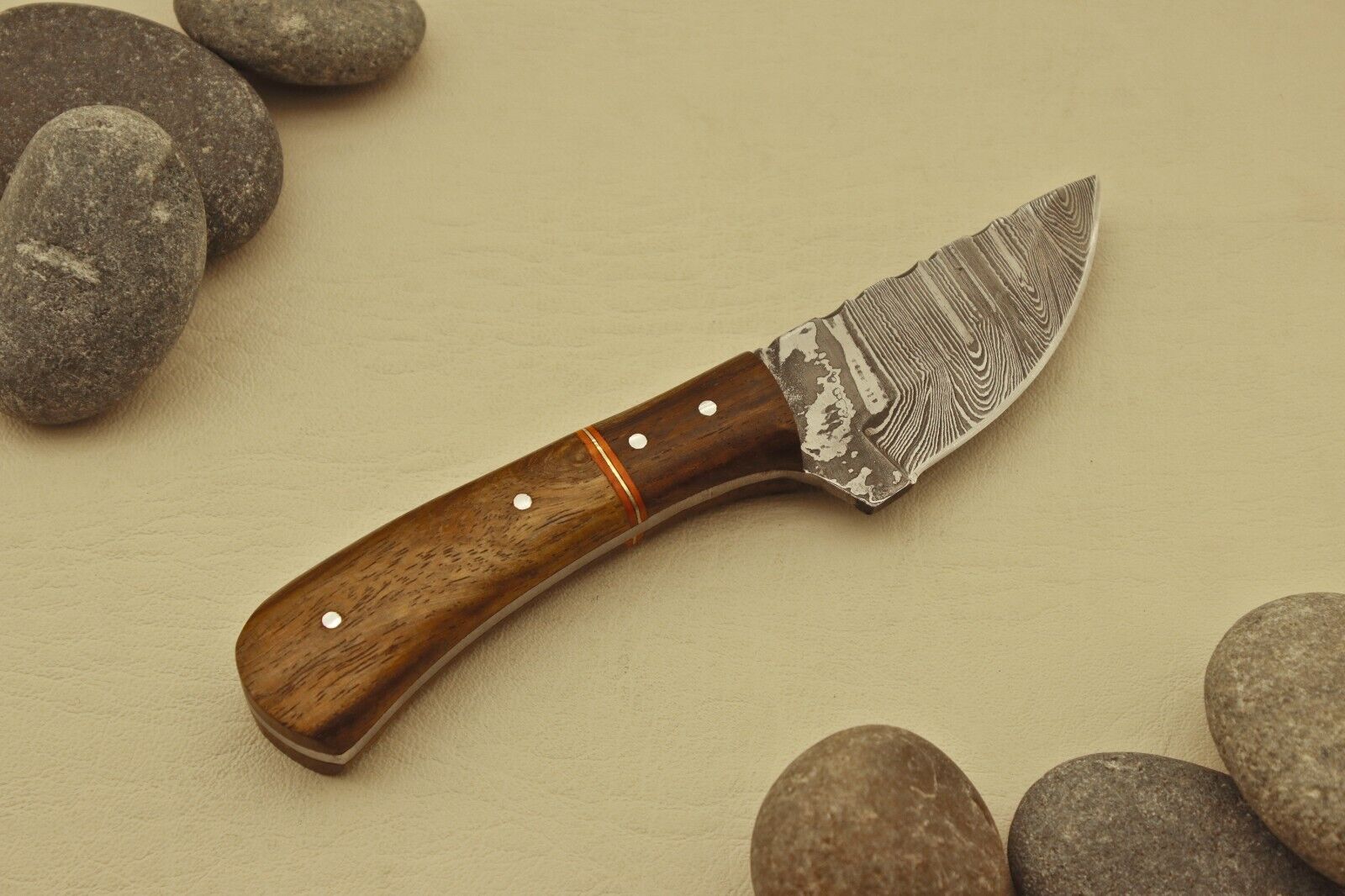 Collectible Handmade Damascus Blade RoseWood Handle Fixed Blade Hunting Knife