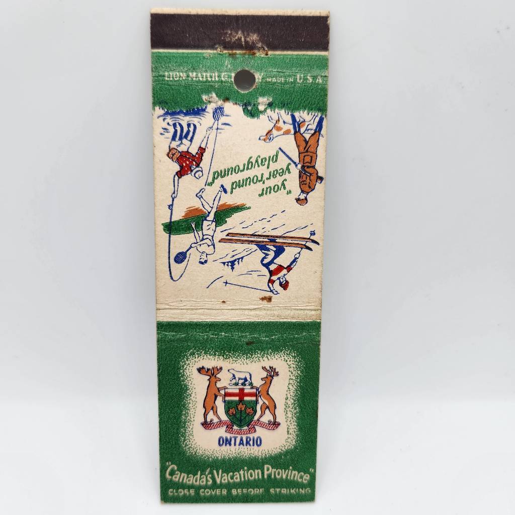 Vintage Matchbook Ontario Canada's Vacation Province Tourism Year Round Playgrou