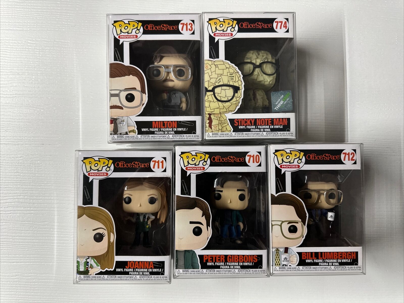 Funko Pop Office Space 5 Figures. Peter, Joanna, Bill, Milton And Sticky Note.