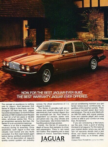 1981 Jaguar XJ6 Sedan XJ Original Advertisement Print Art Car Ad J421