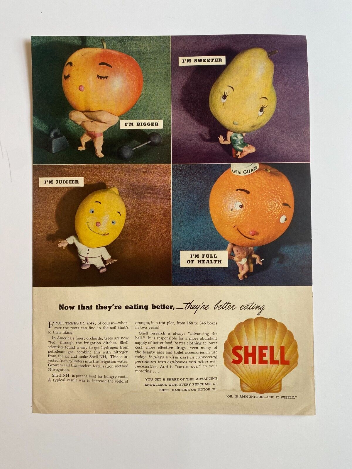 1942 Shell Oil with Fruits and Roblee Shoes Vintage Print Ad 10\