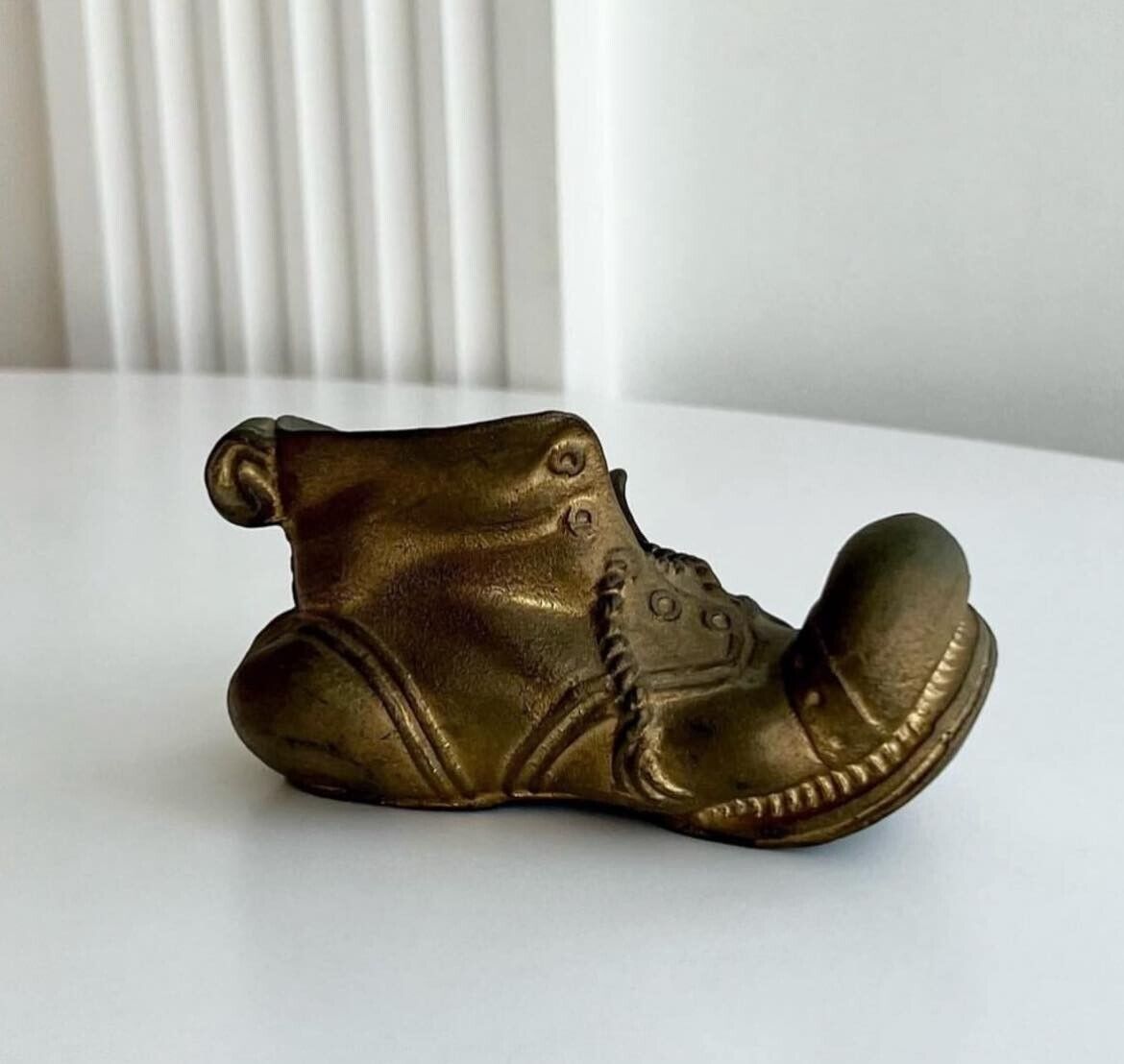 1960 Heavy Vintage Cast Bronze Ashtray Figure Statue Shoe Boot Marked 575 gr