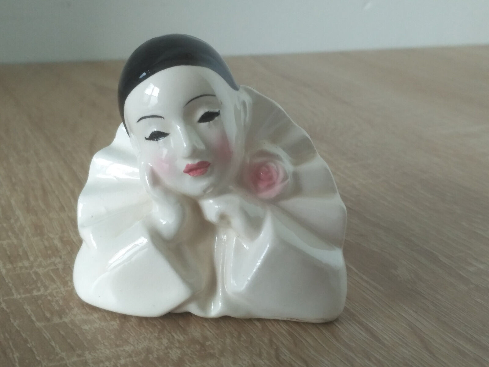 Small Ceramic Pierrot figurine sculpture , h- 6 cm