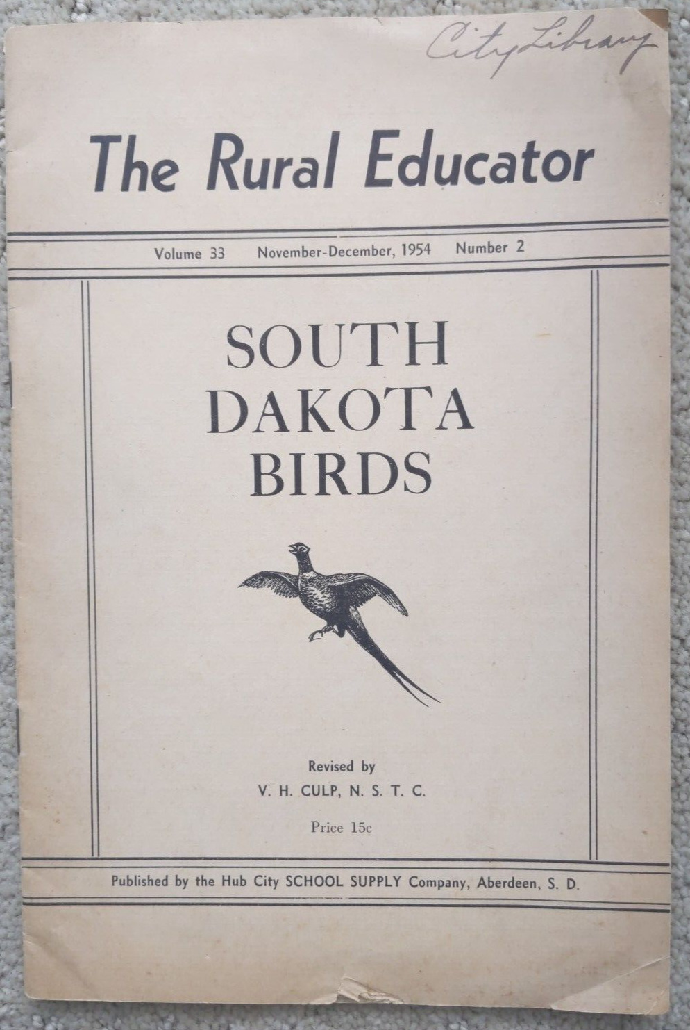 The Rural Educator, SOUTH DAKOTA BIRDS, Nov-Dec 1954