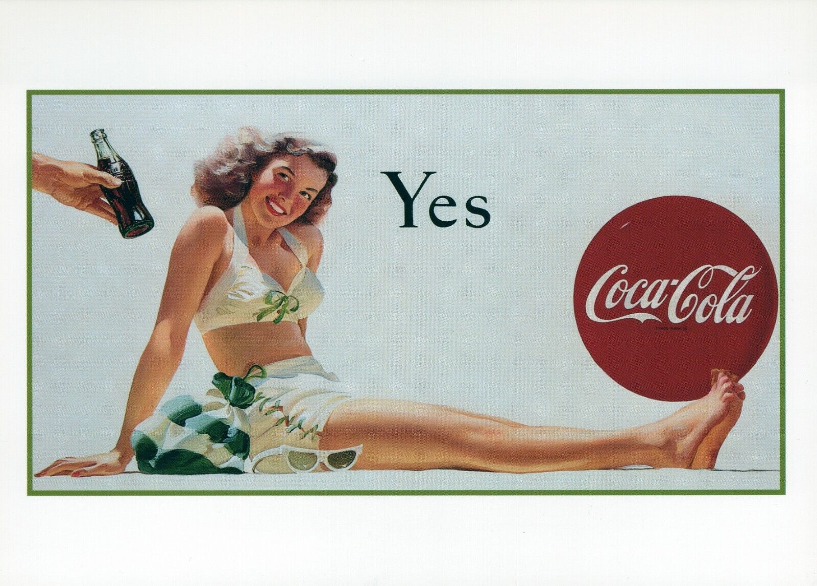 1946 Coca Cola Gorgeous Girl Ad UNP 4x6 Printed in 1995 Postcard