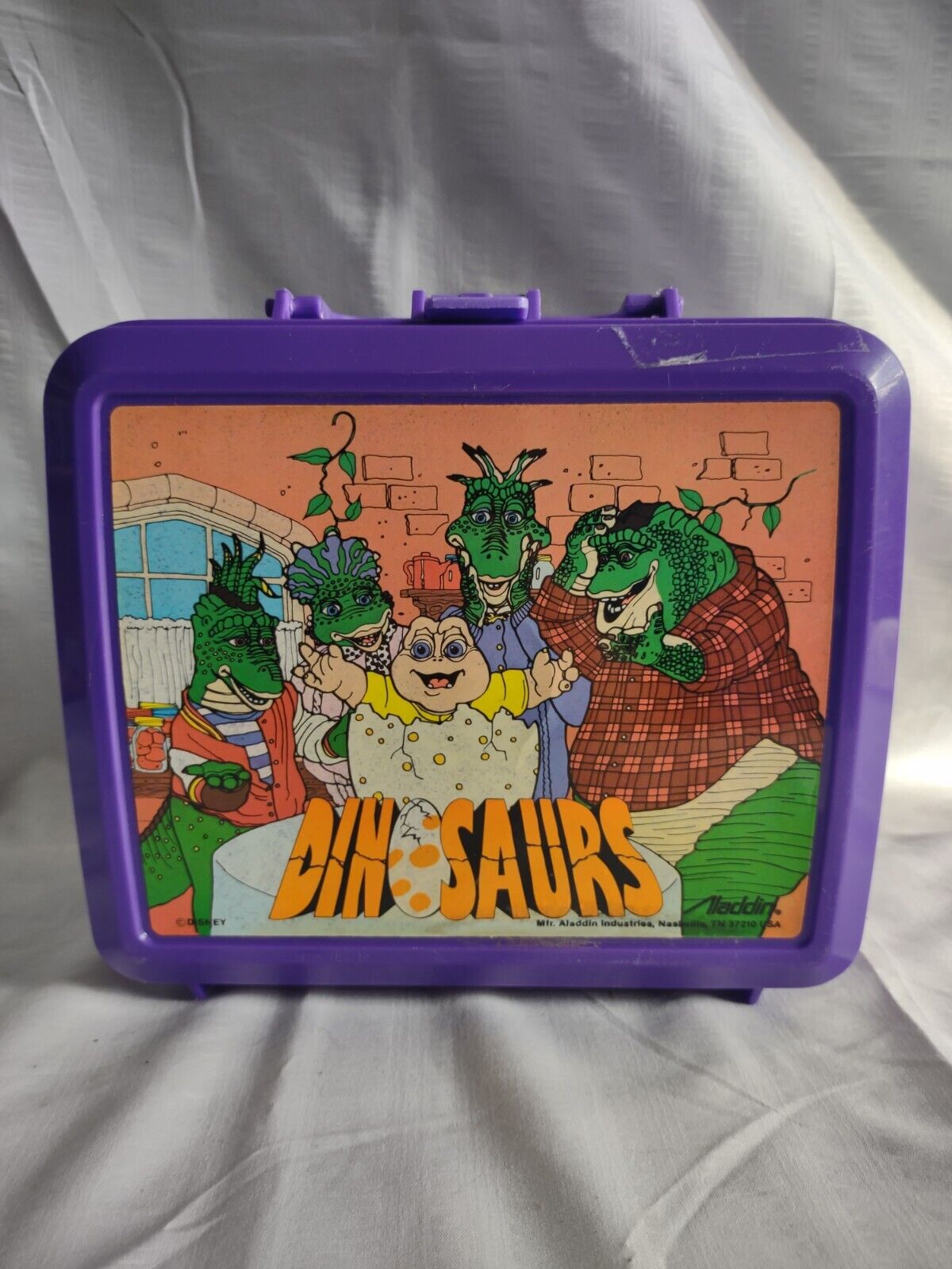 Aladdin Dinosaurs TV Purple Plastic Lunchbox With Thermos 90s  Disney