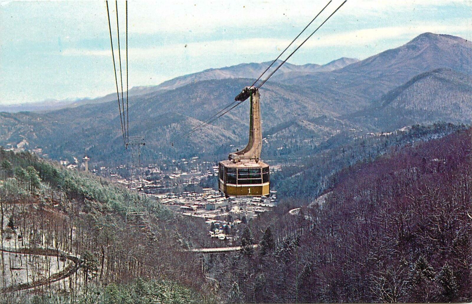 Gatlinburg Tennessee Tramway Vally Station Mountain Station Panoramic Postcard