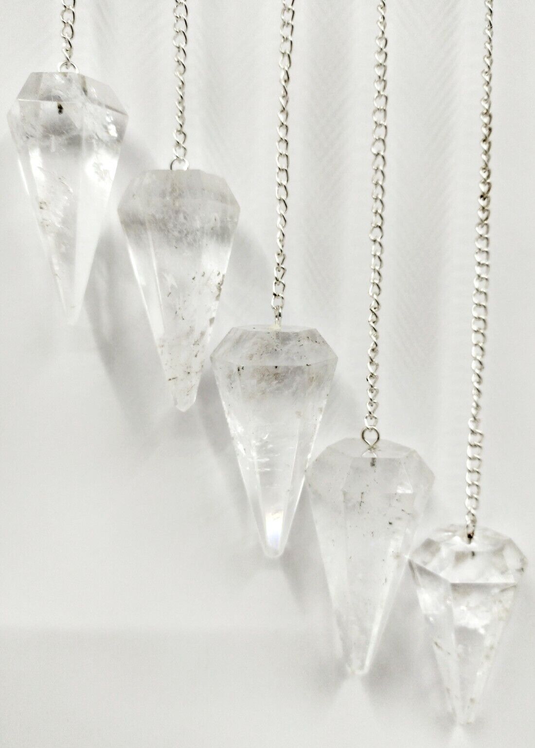 Bulk 5 Pcs Natural Crystal Quartz Gemstone Dowsing Pendulums