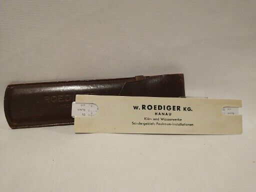 Rare Vintage W. ROEDIGER kG Hanau 1460 Slide Rule W/Leather Case, Germany 