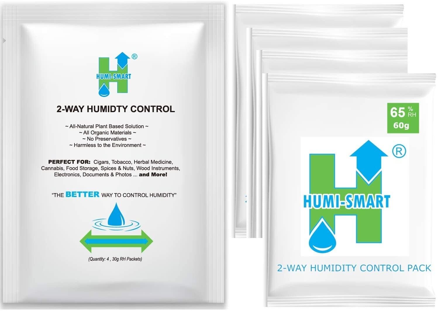 Humi-Smart 65% RH 2-Way Humidity Control Packet – 60 Gram 4-Pack