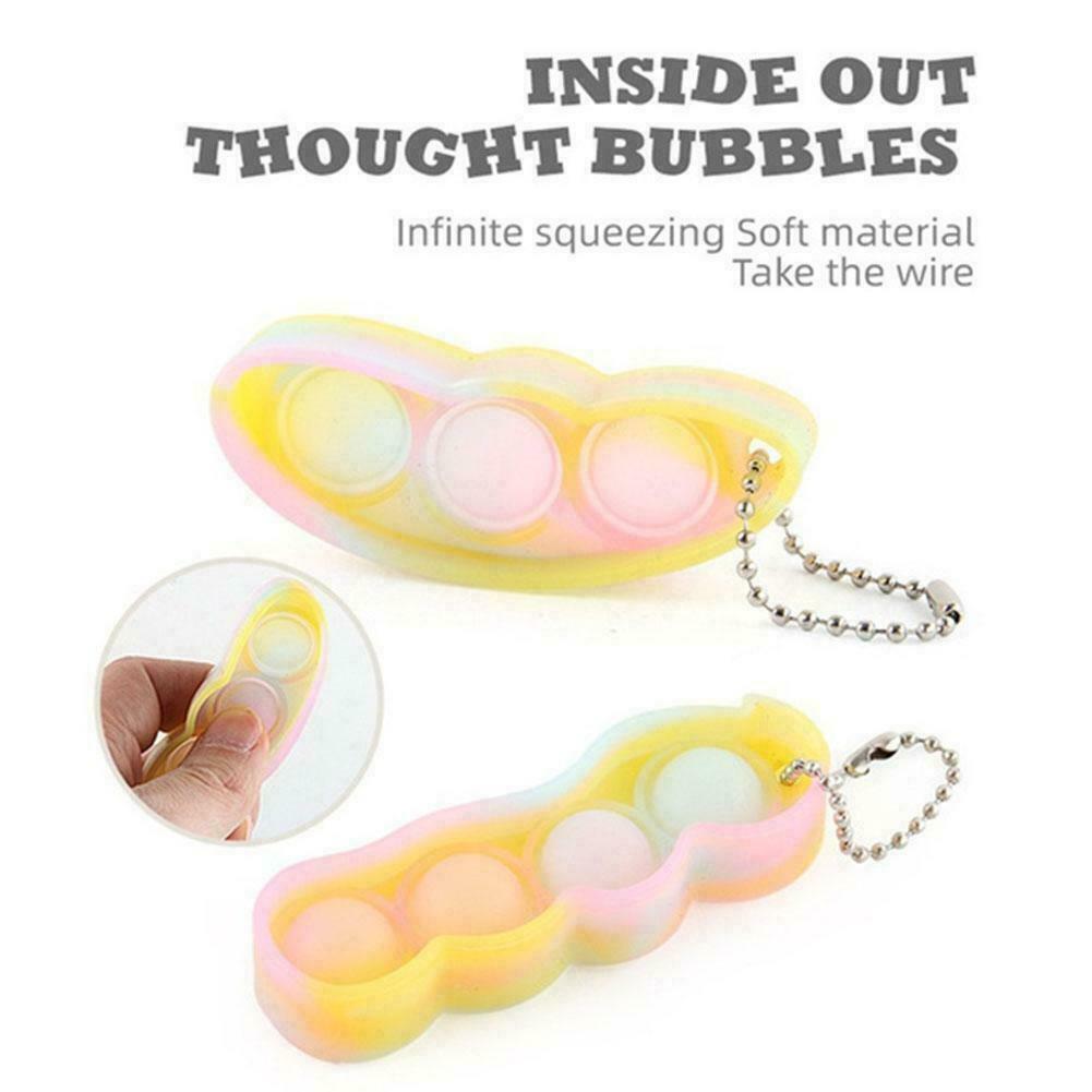 1pc Mini Bubble Sensory Toy Autism Stress Reliever Funny pods Keychain Pea J0H8