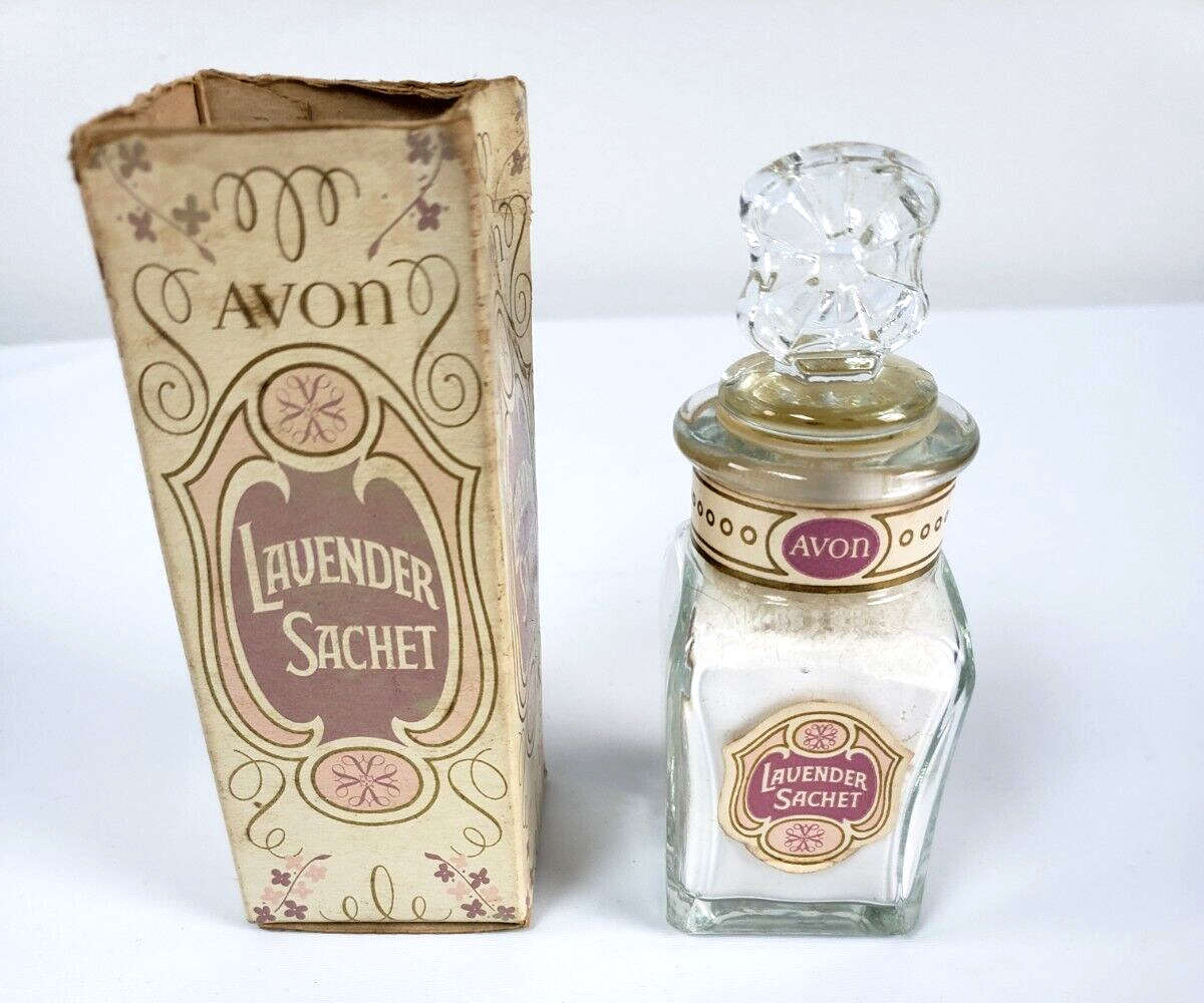 Vintage Avon Lavender Powder Sachet .9 oz  Full Bottle with box 1961