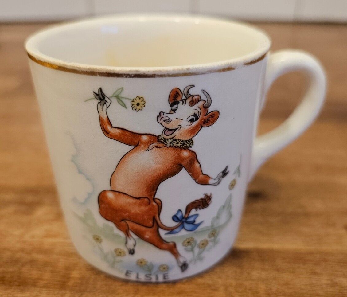 Vintage The Borden Co. Elsie the Cow Coffee Cup Mug Mid-century Decoration 