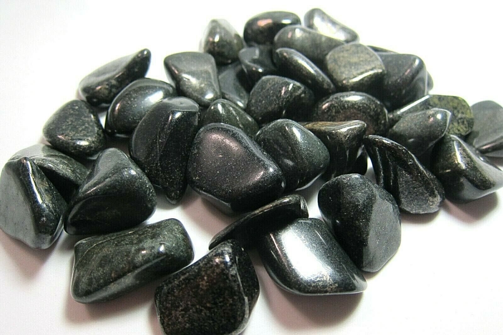 1x Black Lemurian Jade Tumbled Stones 20-25mm Reiki Healing Crystal Past Abuse 