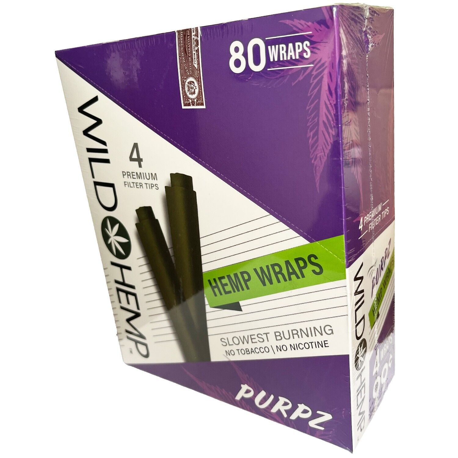 Wild H. Purpz Wraps Rolling Paper Full Box 20 Pouches / 4 per Pack