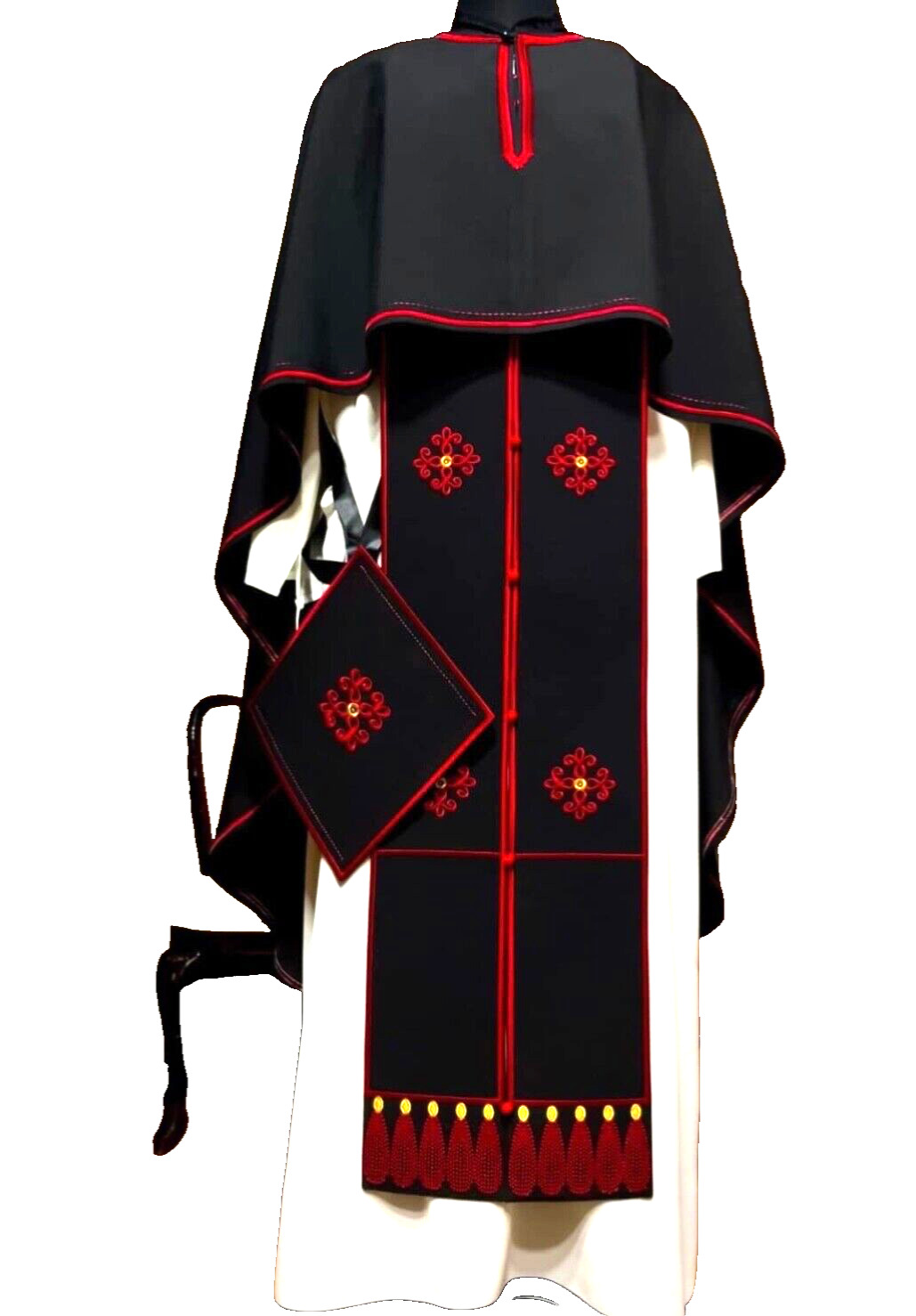 orthodox Christian priest embroidered vestment black-red