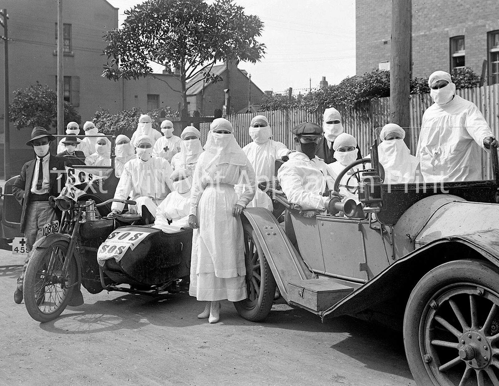 1919 Spanish Influenza Pandemic Health Workers Old Photo 8.5\