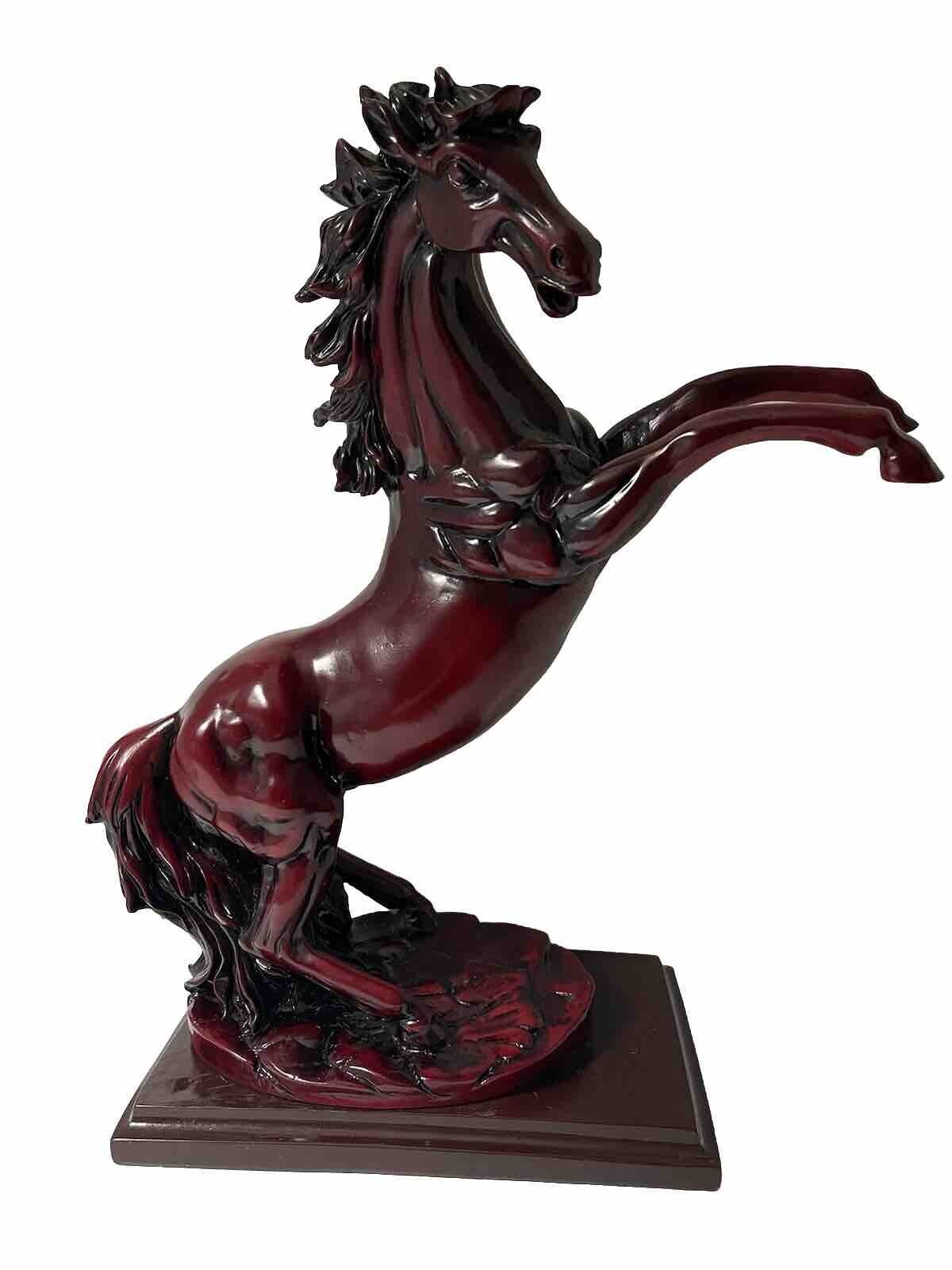 Vintage Wild Horse Sculpture Carved Red Resin Figure Asian Sculpture