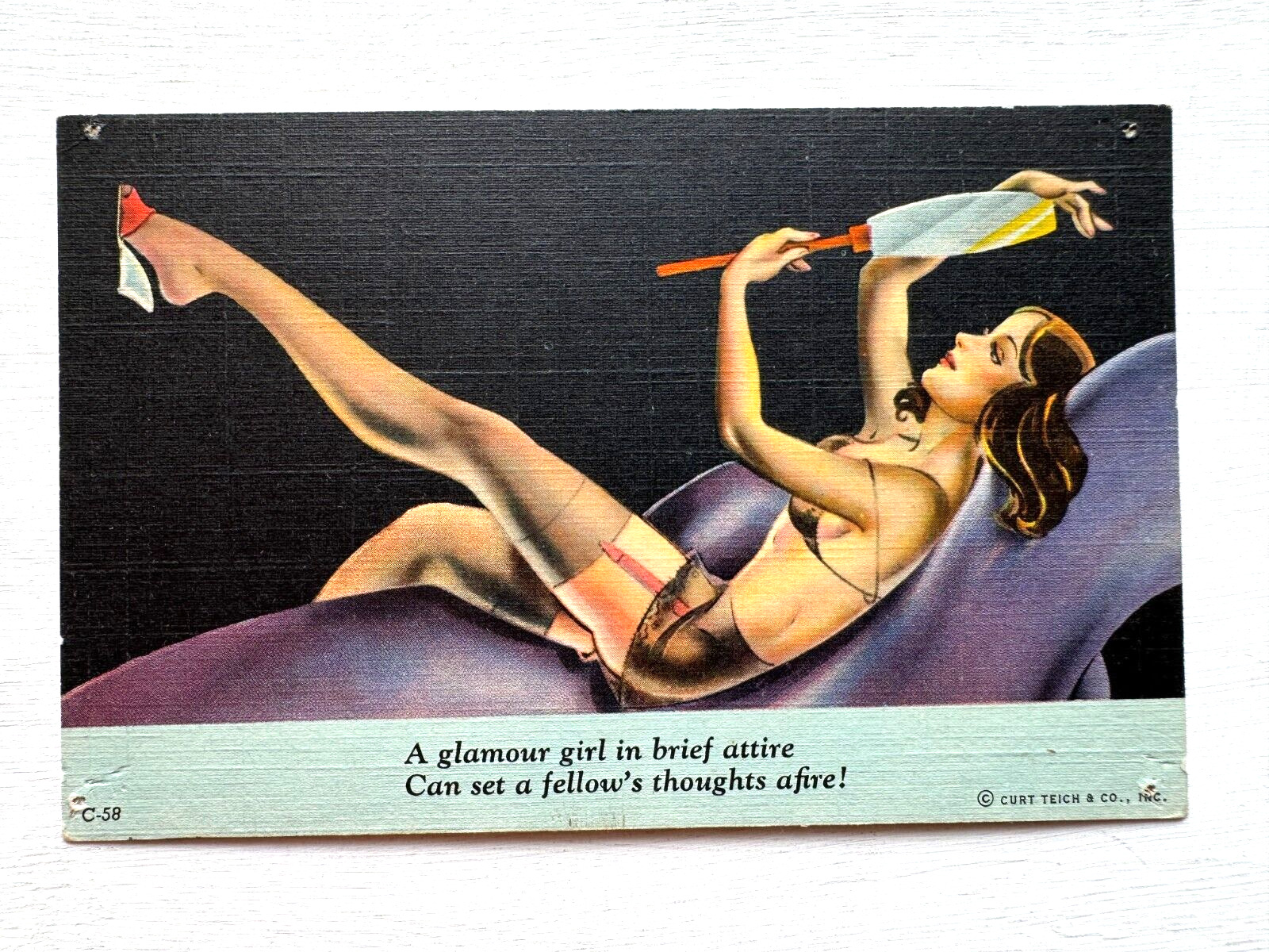Vintage 1940-50's Pinup Girl Postcard- Glamour Girl